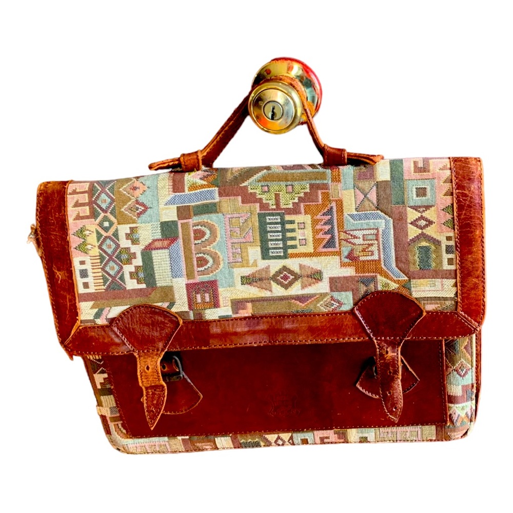 Echteleder vintage tapestry briefcase